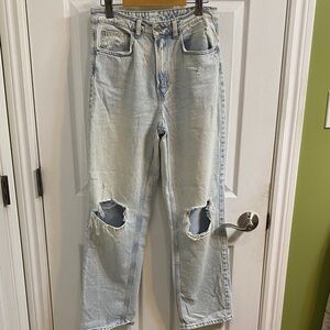 &denim women 6 boyfriend jeans ultra high waist light blue distressed 90s casual